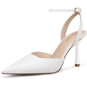 🆕 Women's White Pu Stiletto Heel Pumps: 3.75 Inch Pointed Toe High Heels